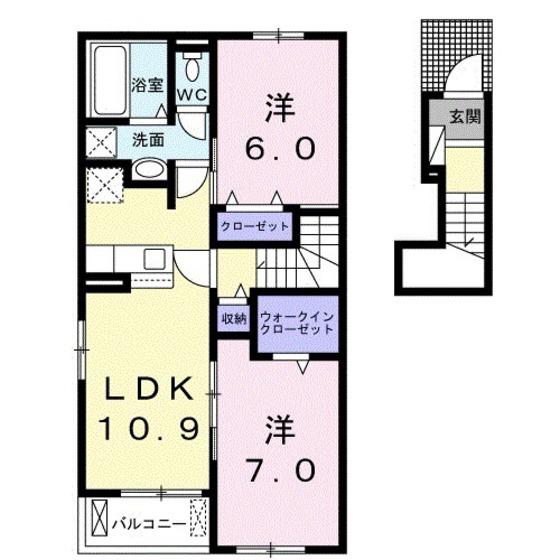 ベルコートB(2LDK/2階)の間取り写真