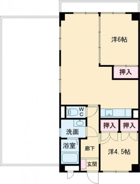 ライフ21 INA(2LDK/6階)の間取り写真