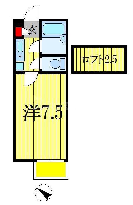 ジュネパレス市川第43(1K/1階)の間取り写真