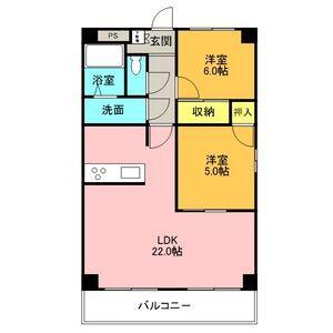 プロミネント四日市(2LDK/3階)の間取り写真