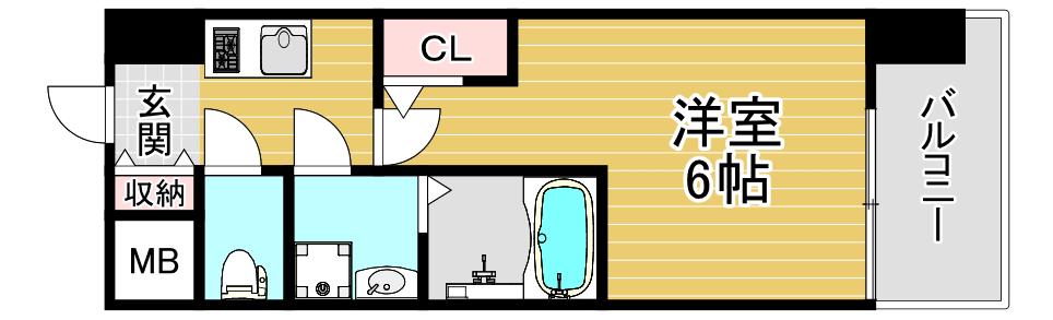 エスリードレジデンス大阪ウエスト(1K/9階)の間取り写真