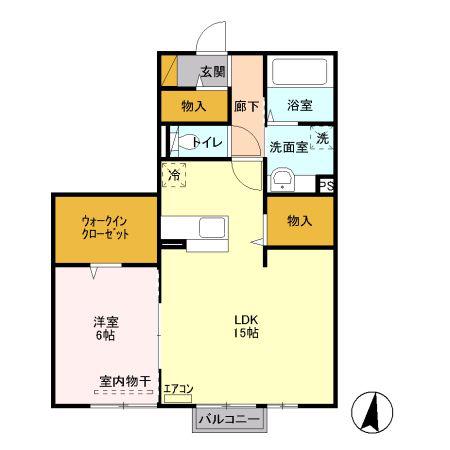 ココアスクエア(1LDK/1階)の間取り写真