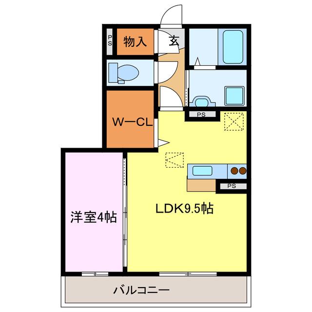リベルテ・ドゥ(1LDK/1階)の間取り写真
