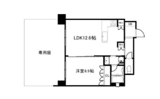 リーガル京都御所西V(1LDK/1階)の間取り写真