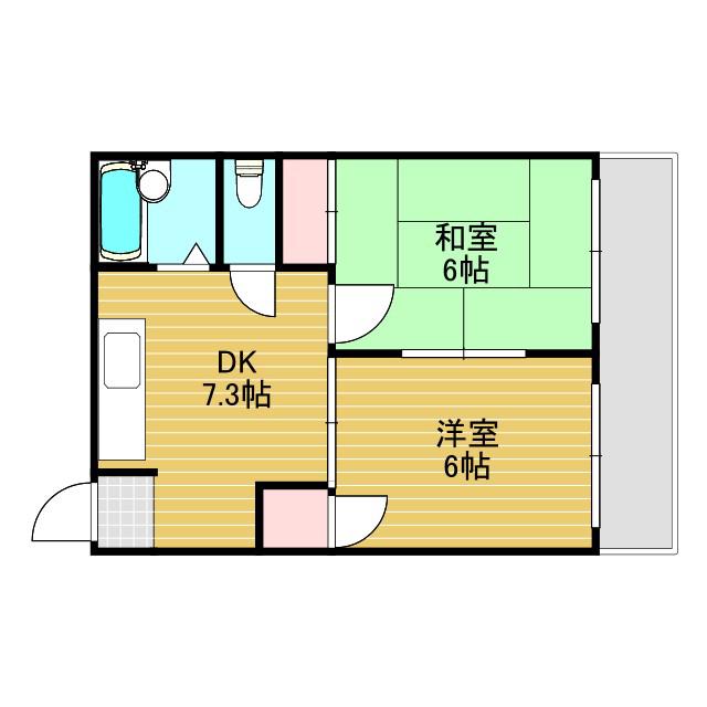 新大阪ハイツさこ(2DK/5階)の間取り写真