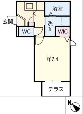 ニューメゾン御器所ハル(1K/1階)の間取り写真