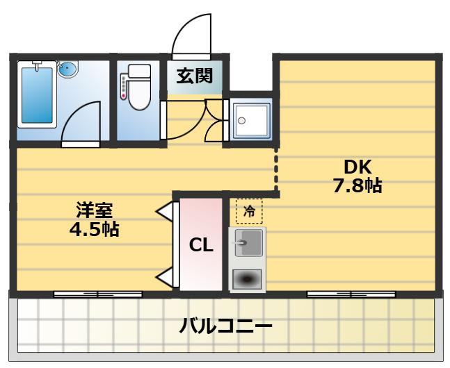 サンライズコート(1DK/7階)の間取り写真