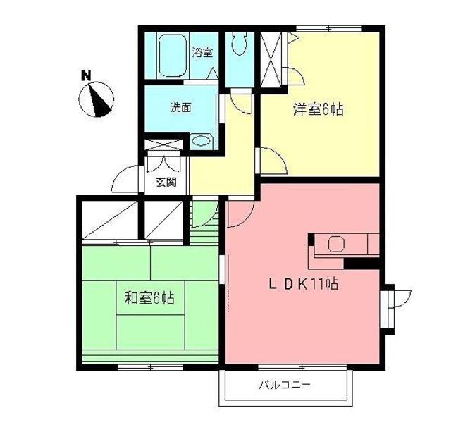 ベルデュールFII(2LDK/1階)の間取り写真