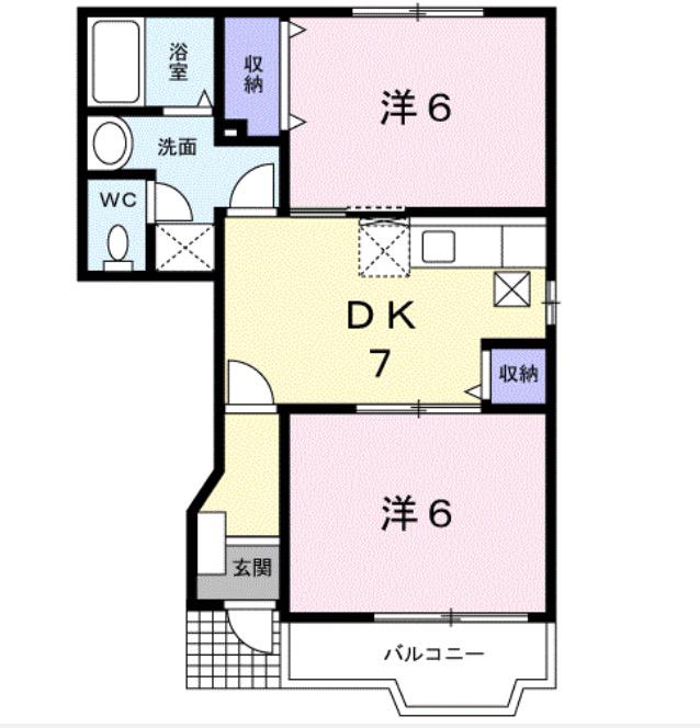メルベーユオグラジ(2DK/1階)の間取り写真