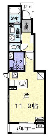 グランシャローIV(ワンルーム/1階)の間取り写真