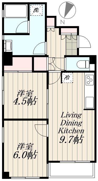 大塚スカイマンション(2LDK/4階)の間取り写真