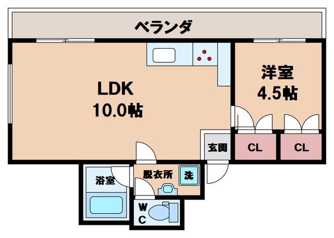 メゾンドール川上(1LDK/3階)の間取り写真