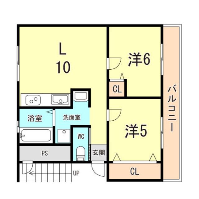 高津橋農住団地 A棟(2LDK/3階)の間取り写真