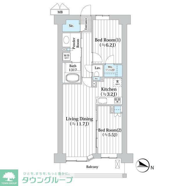 アビティグランデ砧 C棟(2LDK/5階)の間取り写真