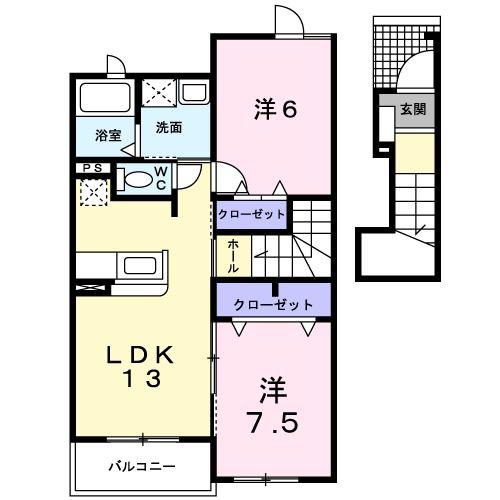 ガーデンヒルズ(2LDK/2階)の間取り写真