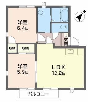 MAISON SONEA棟(2LDK/2階)の間取り写真