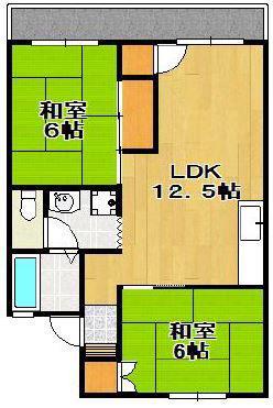 VILLA高嶋(2LDK/2階)の間取り写真