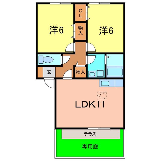 リブ・ミンクス(2LDK/1階)の間取り写真