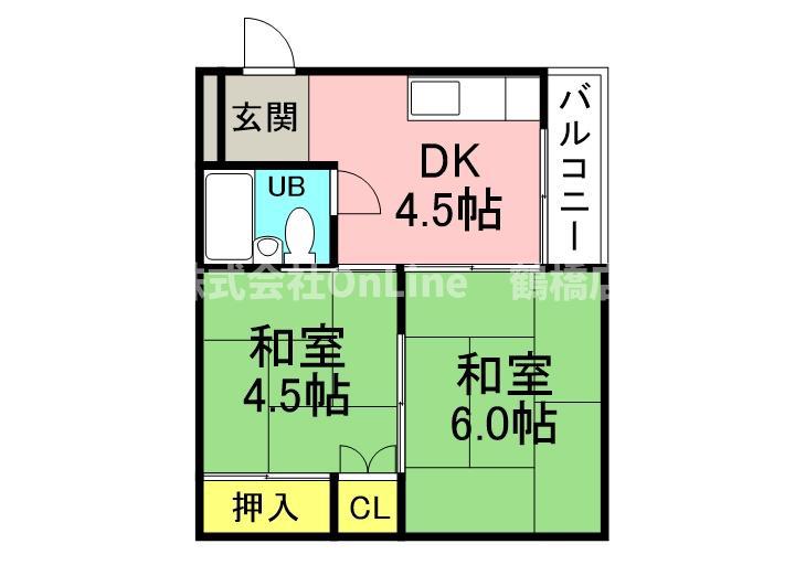 マック北巽(2DK/2階)の間取り写真