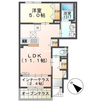 船橋市飯山満町アパート(1LDK/1階)の間取り写真
