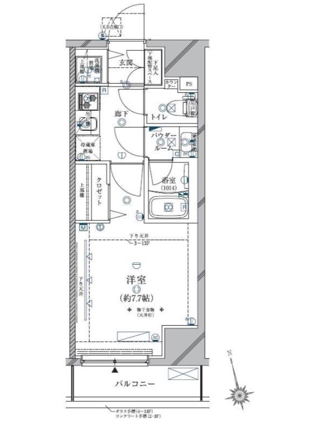 クレイシア三軒茶屋(1K/11階)の間取り写真