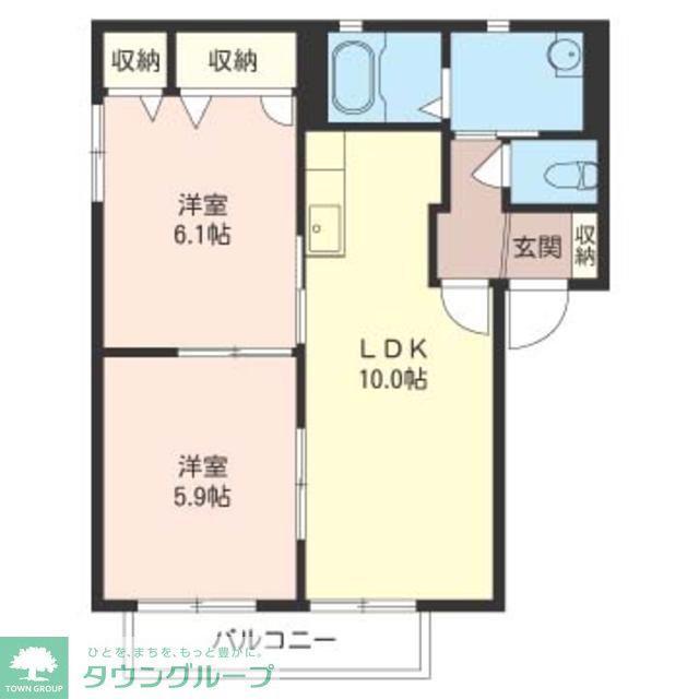 デルニエA(2LDK/2階)の間取り写真