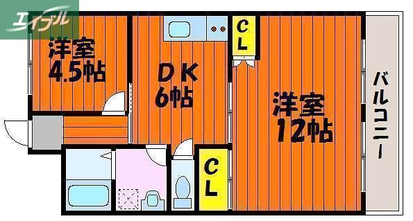大和ビル(2DK/4階)の間取り写真