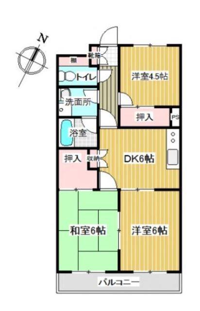 ゆざわマンション(3DK/3階)の間取り写真