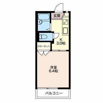 フレグランス恵(1K/2階)の間取り写真
