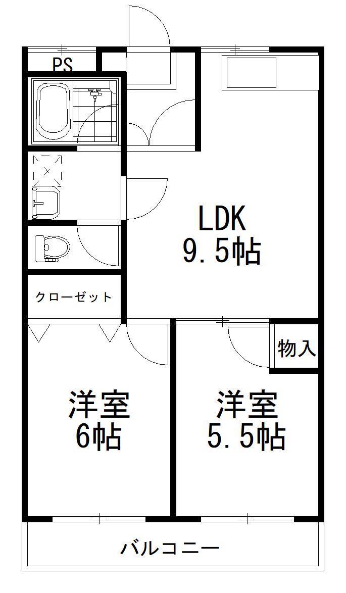 メゾンド相川(2LDK/2階)の間取り写真