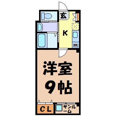 地下鉄東山線 新栄町駅(愛知) 徒歩5分 5階建 築14年(1K/2階)の間取り写真