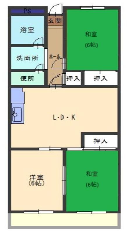 第5吉川コーポ(3LDK/3階)の間取り写真
