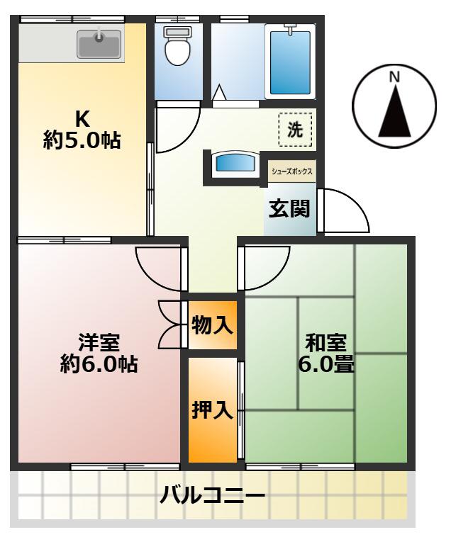 永瀬ハイツA(2K/2階)の間取り写真
