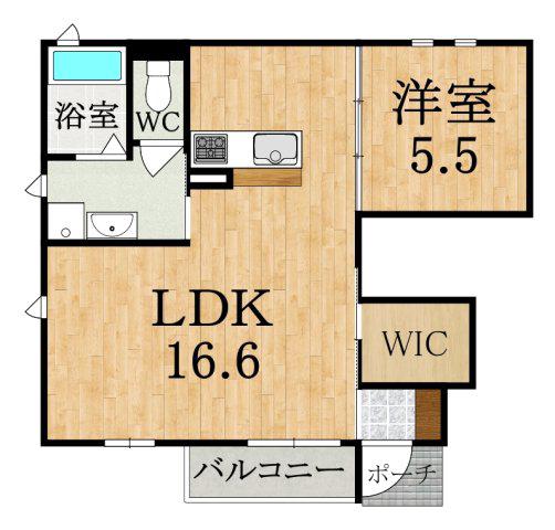 フローラあすかA(1LDK/1階)の間取り写真