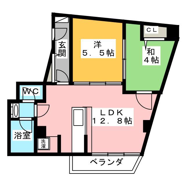 一番街ビル(2LDK/2階)の間取り写真