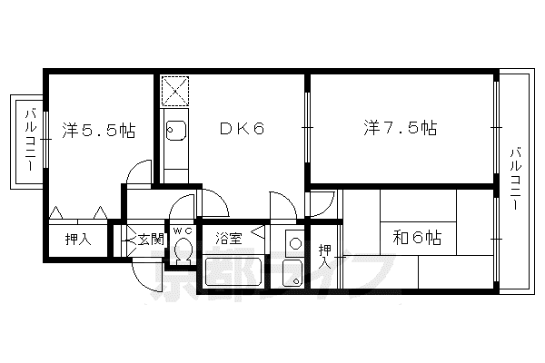 ガーデンハイツ玄琢(3DK/2階)の間取り写真