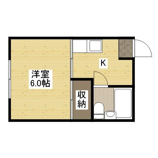 ゴールデンパレス A(1K/2階)の間取り写真