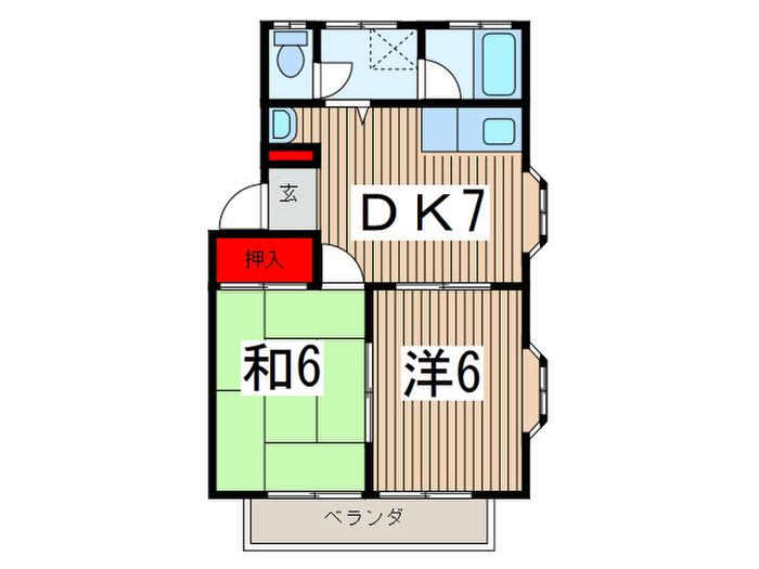 メゾンアムールA(2DK/2階)の間取り写真