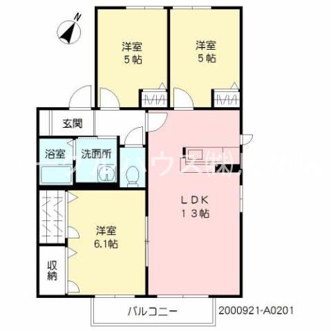エバーグリーン・ブロス(3LDK/2階)の間取り写真