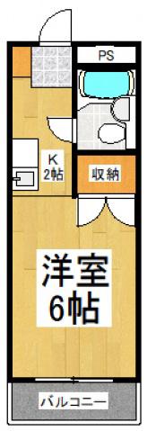 サンアベニュー久米川(1K/1階)の間取り写真
