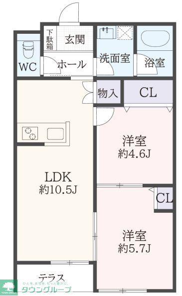 LUMIERE KUROBE(2LDK/1階)の間取り写真