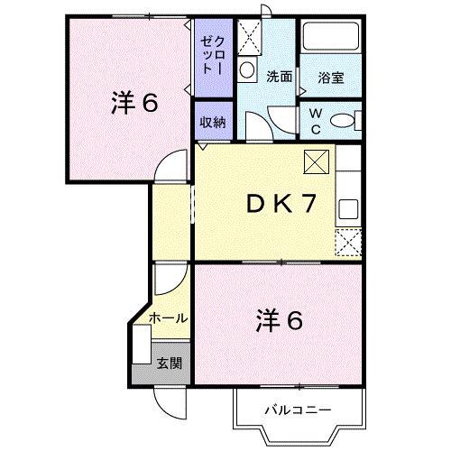 ヒラルスI(2DK/1階)の間取り写真