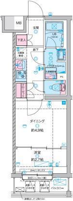 GENOVIA竹ノ塚(1DK/4階)の間取り写真