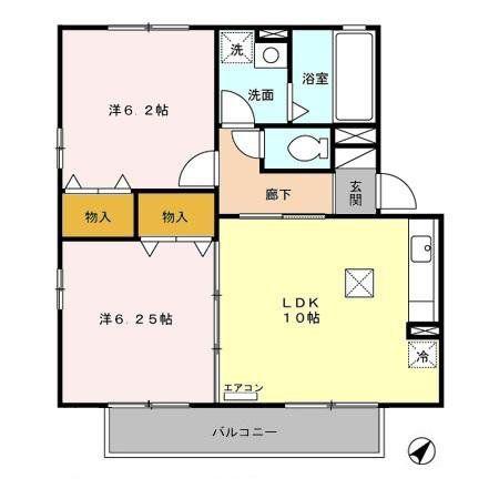 リビングタウン桶川朝日 C(2LDK/1階)の間取り写真
