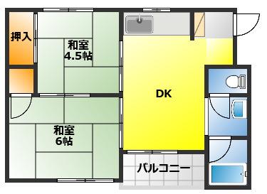 リバーハイツ(2DK/2階)の間取り写真