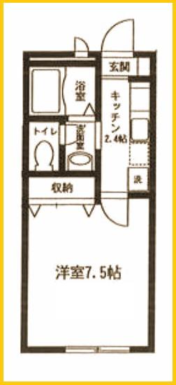 クラッピングハウス(1K/1階)の間取り写真
