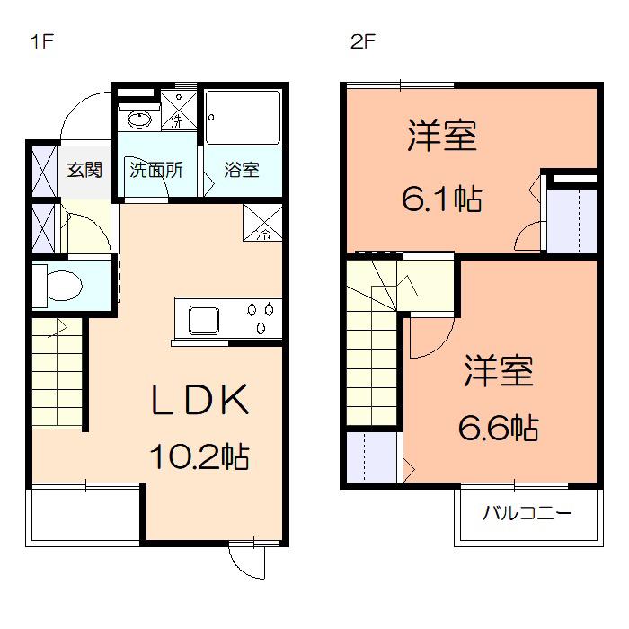 ぺッシュ大島(2LDK/1階)の間取り写真