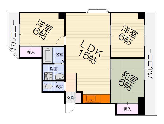 インテグラフェニックス(3LDK/3階)の間取り写真