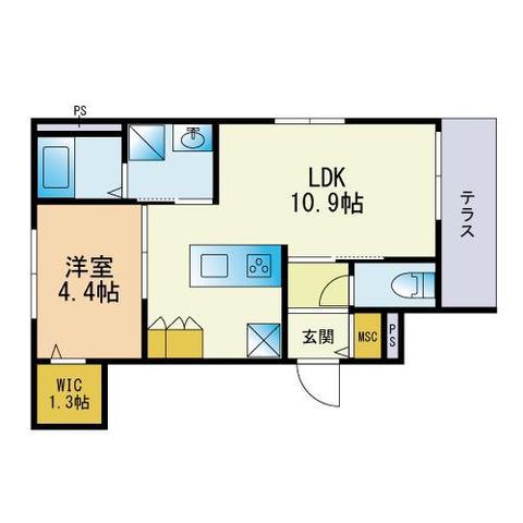 FORTIS藤崎弥生(1LDK/1階)の間取り写真