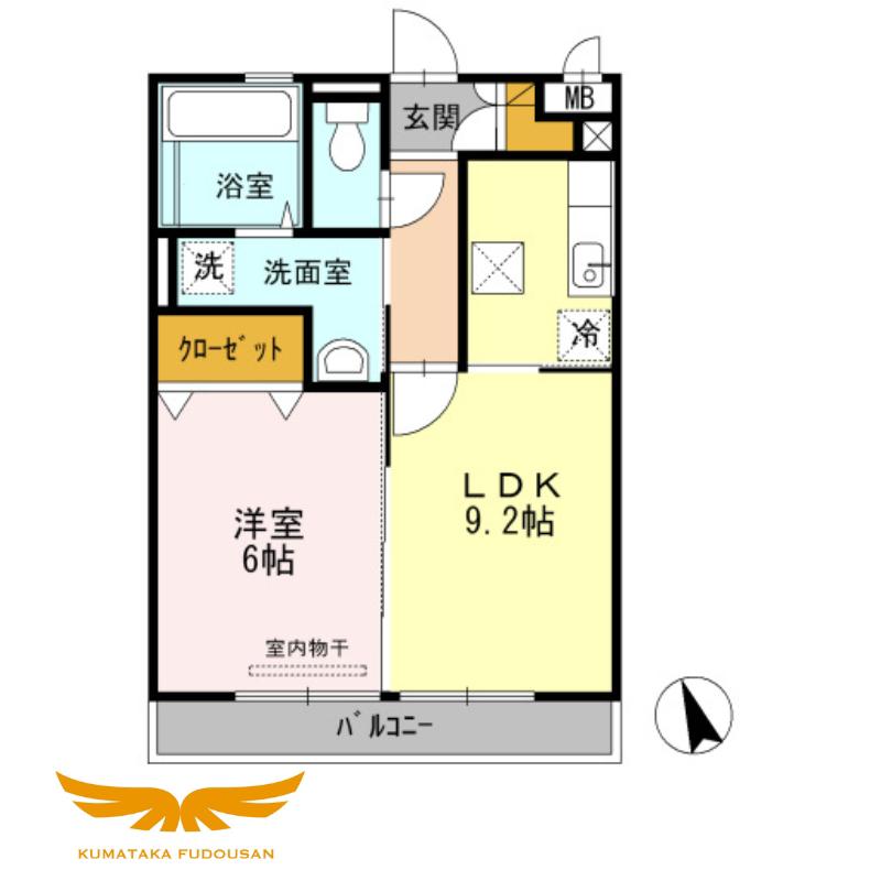 メゾン木綿葉(1LDK/1階)の間取り写真